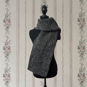 MaxMara Italian Black and White Wool Scarf